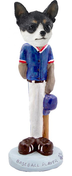 Black & White Chihuahua Baseball Doogie Collectible Dog Figurine