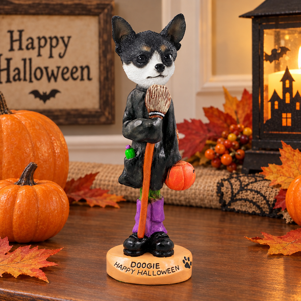 Black & White Chihuahua Happy Halloween Doogie Collectible Dog Figurine