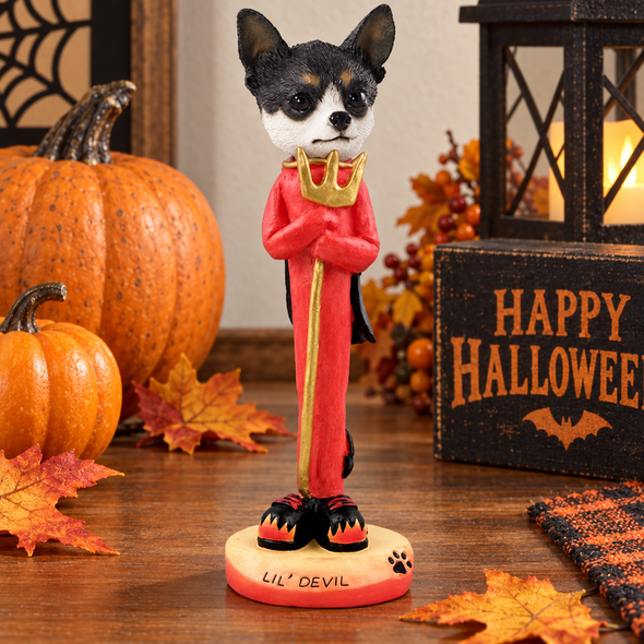 Black & White Chihuahua Lil Devil Doogie Collectible Dog Figurine