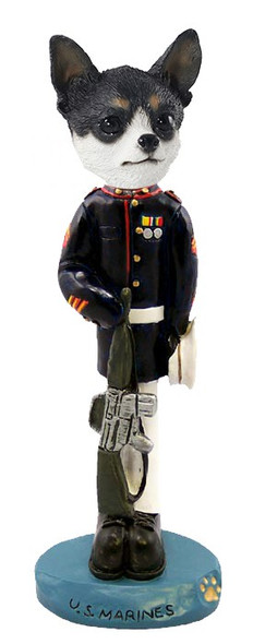Black & White Chihuahua U S Marines Doogie Collectible Dog Figurine