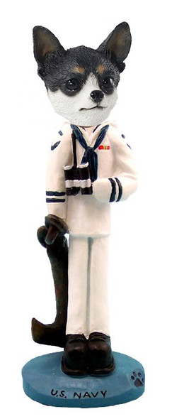 Black & White Chihuahua U S Navy Doogie Collectible Dog Figurine