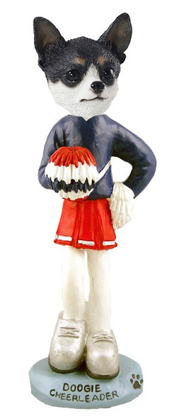 Black & White Chihuahua Cheerleader Doogie Collectible Dog Figurine