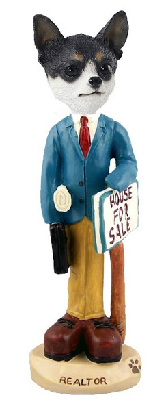 Black & White Chihuahua Male Realtor Doogie Collectible Dog Figurine