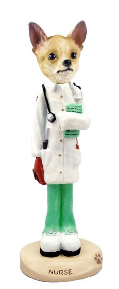 Tan & White Chihuahua Nurse Doogie Collectible Dog Figurine