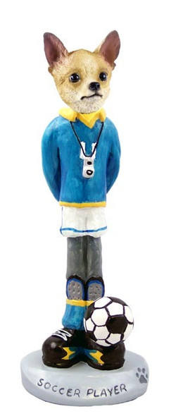 Tan & White Chihuahua Soccer Doogie Collectible Dog Figurine