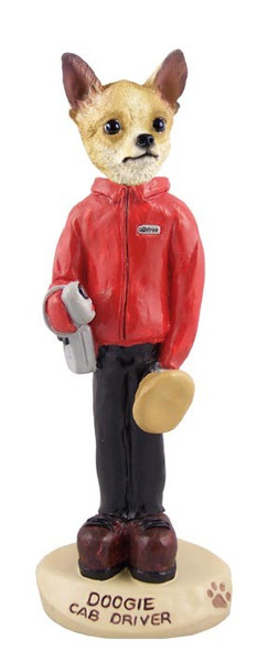 Tan & White Chihuahua Cab Driver Doogie Collectible Dog Figurine