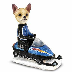 Tan & White Chihuahua Snowmobile Doogie Collectible Dog Figurine