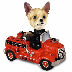 Tan & White Chihuahua Fire Engine Doogie Collectible Dog Figurine