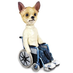 Tan & White Chihuahua Wheelchair Doogie Collectible Dog Figurine