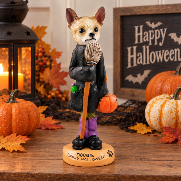 Tan & White Chihuahua Happy Halloween Doogie Collectible Dog Figurine