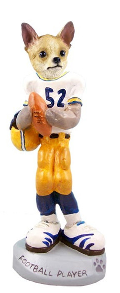 Tan & White Chihuahua Football Player Doogie Collectible Dog Figurine