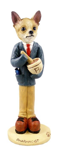 Tan & White Chihuahua Pharmacist Doogie Collectible Dog Figurine