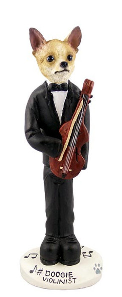 Tan & White Chihuahua Violinist Doogie Collectible Dog Figurine
