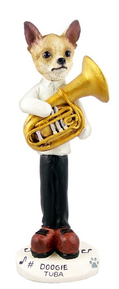 Tan & White Chihuahua Tuba Doogie Collectible Dog Figurine