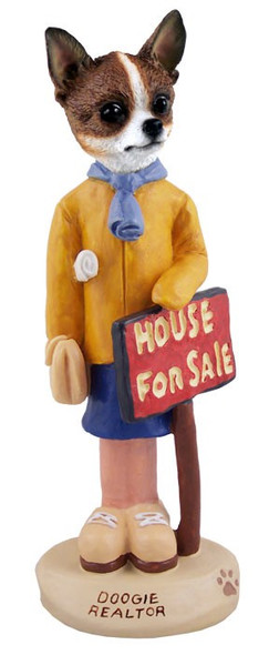 Brindle & White Chihuahua Female Realtor Doogie Collectible Dog Figurine