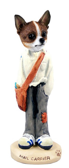 Brindle & White Chihuahua Mail Carrier Doogie Collectible Dog Figurine