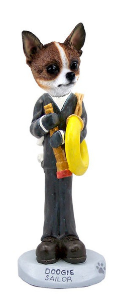 Brindle & White Chihuahua Sailor Doogie Collectible Dog Figurine