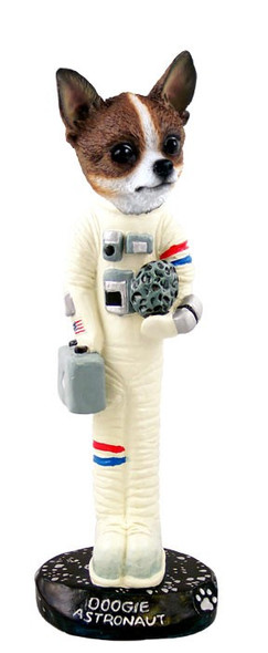 Brindle & White Chihuahua Astronaut Doogie Collectible Dog Figurine