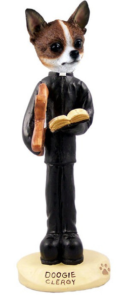 Brindle & White Chihuahua Clergy Doogie Collectible Dog Figurine