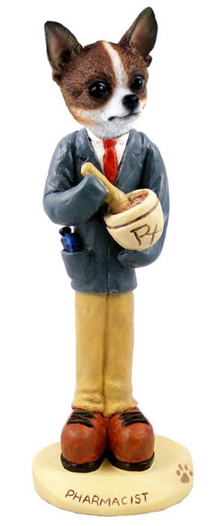 Brindle & White Chihuahua Pharmacist Doogie Collectible Dog Figurine