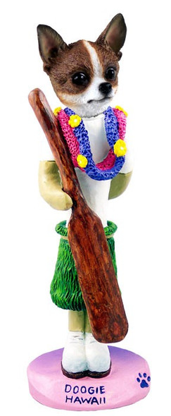 Brindle & White Chihuahua Hawaii Doogie Collectible Dog Figurine