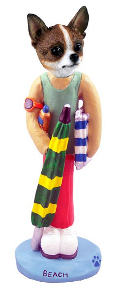 Brindle & White Chihuahua Beach Doogie Collectible Dog Figurine