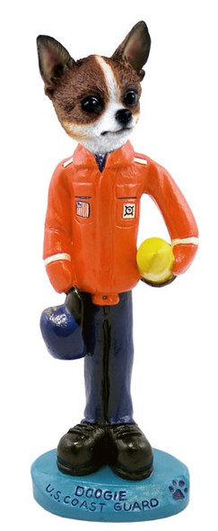 Brindle & White Chihuahua U S Coast Guard Doogie Collectible Dog Figurine