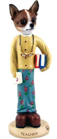Brindle & White Chihuahua Female Teacher Doogie Collectible Dog Figurine