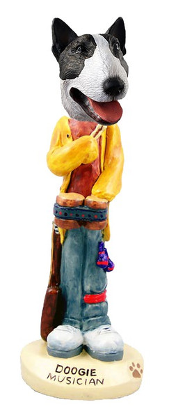 Brindle Bull Terrier Musician Doogie Collectible Dog Figurine