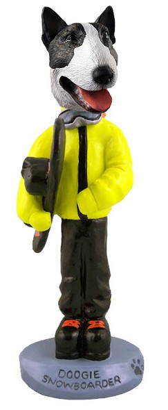 Brindle Bull Terrier Snowboarder Doogie Collectible Dog Figurine