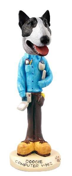 Brindle Bull Terrier Computer Whiz Doogie Collectible Dog Figurine