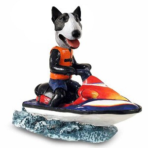 Brindle Bull Terrier Jet Ski Doogie Collectible Dog Figurine