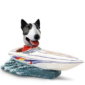 Brindle Bull Terrier Motorboat Doogie Collectible Dog Figurine