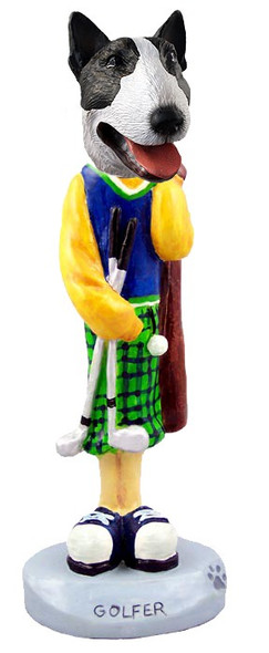 Brindle Bull Terrier Golf Doogie Collectible Dog Figurine