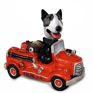 Brindle Bull Terrier Fire Engine Doogie Collectible Dog Figurine
