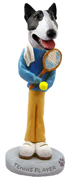 Brindle Bull Terrier Tennis Player Doogie Collectible Dog Figurine