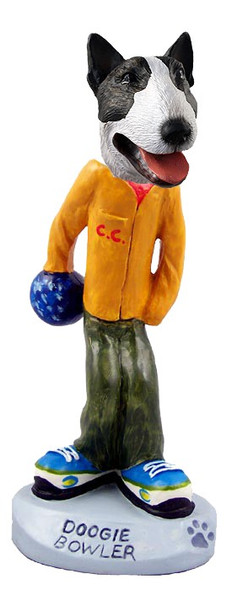 Brindle Bull Terrier Bowler Doogie Collectible Dog Figurine