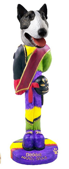 Brindle Bull Terrier Mardi Gras Doogie Collectible Dog Figurine