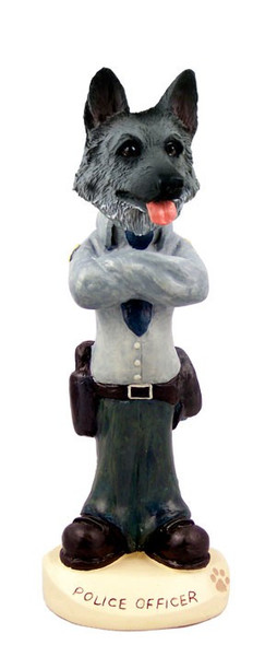 Black & Silver German Shepherd Police Doogie Collectible Dog Figurine