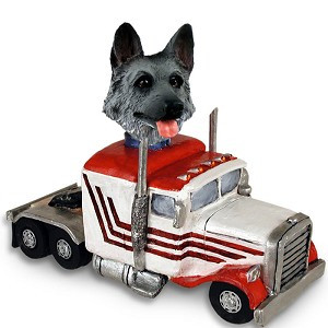 Black & Silver German Shepherd Truck Tractor Doogie Collectible Dog Figurine