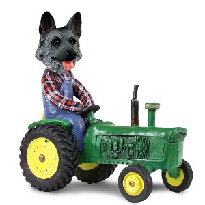 Black & Silver German Shepherd Tractor Doogie Collectible Dog Figurine