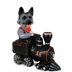 Black & Silver German Shepherd Train Doogie Collectible Dog Figurine