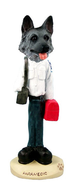 Black & Silver German Shepherd Paramedic Doogie Collectible Dog Figurine