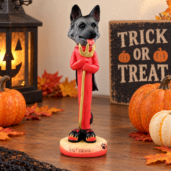Black & Silver German Shepherd Lil Devil Doogie Collectible Dog Figurine
