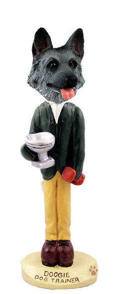 Black & Silver German Shepherd Trainer Doogie Collectible Dog Figurine