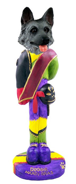 Black & Silver German Shepherd Mardi Gras Doogie Collectible Dog Figurine