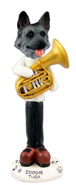Black & Silver German Shepherd Tuba Doogie Collectible Dog Figurine