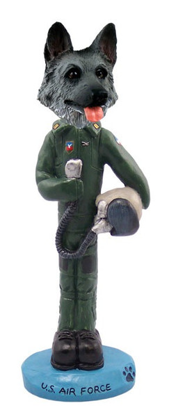 Black & Silver German Shepherd U S Air Force Doogie Collectible Dog Figurine