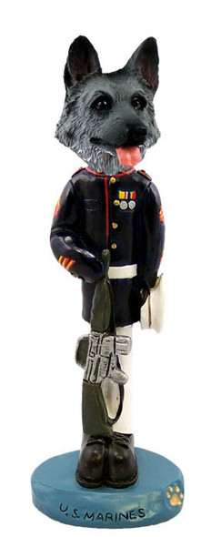 Black & Silver German Shepherd U S Marines Doogie Collectible Dog Figurine