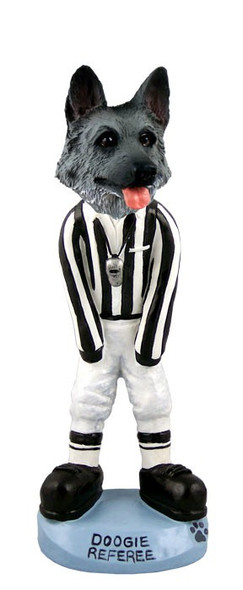 Black & Silver German Shepherd Referee Doogie Collectible Dog Figurine